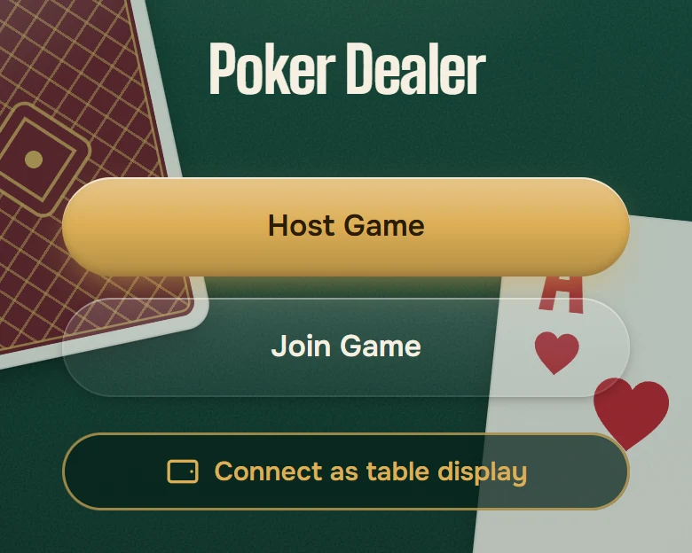 Название приложения и кнопки Host Game, Join Game, Connect as table display